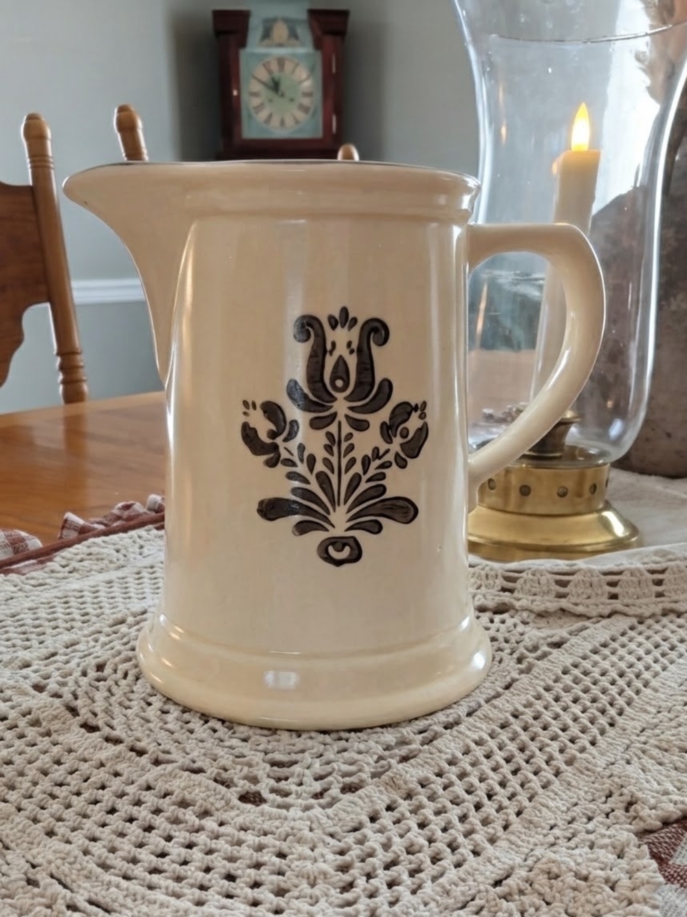 vintage Pfaltzgraff Village Stoneware 2-Quart Pitcher (Model 416) from the 1970s